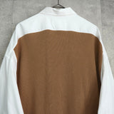 メゾンマルジェラ オーバーサイズ ドッキング ニット シャツワンピース ベージュ / ホワイト レディース - NEWSED