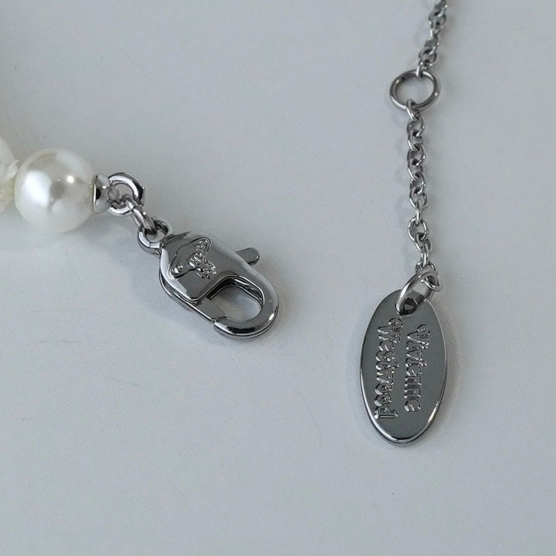 ヴィヴィアン ウエストウッド オーブ フェイクパール ピン ラインストーン ネックレス チョーカー シルバー - NEWSED