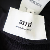 アミパリ アミ パリス ハートロゴ コーデュロイ バケットハット 帽子 ブラック - NEWSED