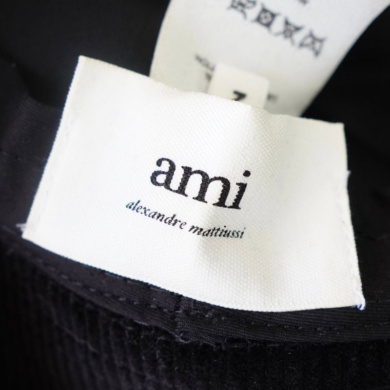 アミパリ アミ パリス ハートロゴ コーデュロイ バケットハット 帽子 ブラック - NEWSED