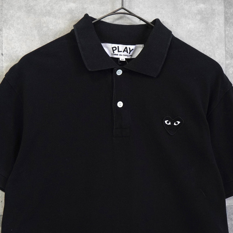 プレイ コムデギャルソン ハート ロゴ 半袖ポロシャツ ブラック - NEWSED