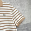 Lacoste 徽标条纹短袖 Polo 衫（米色/象牙色）