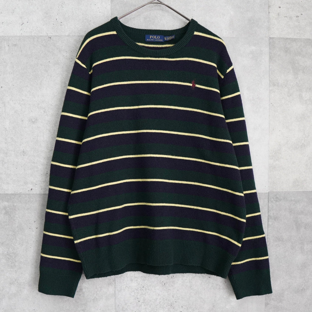 Polo Ralph Lauren 徽标刺绣条纹针织绿色