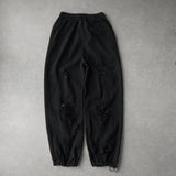 フェン チェン ワン ダメージ加工 スウェットパンツ ブラック メンズ - NEWSED