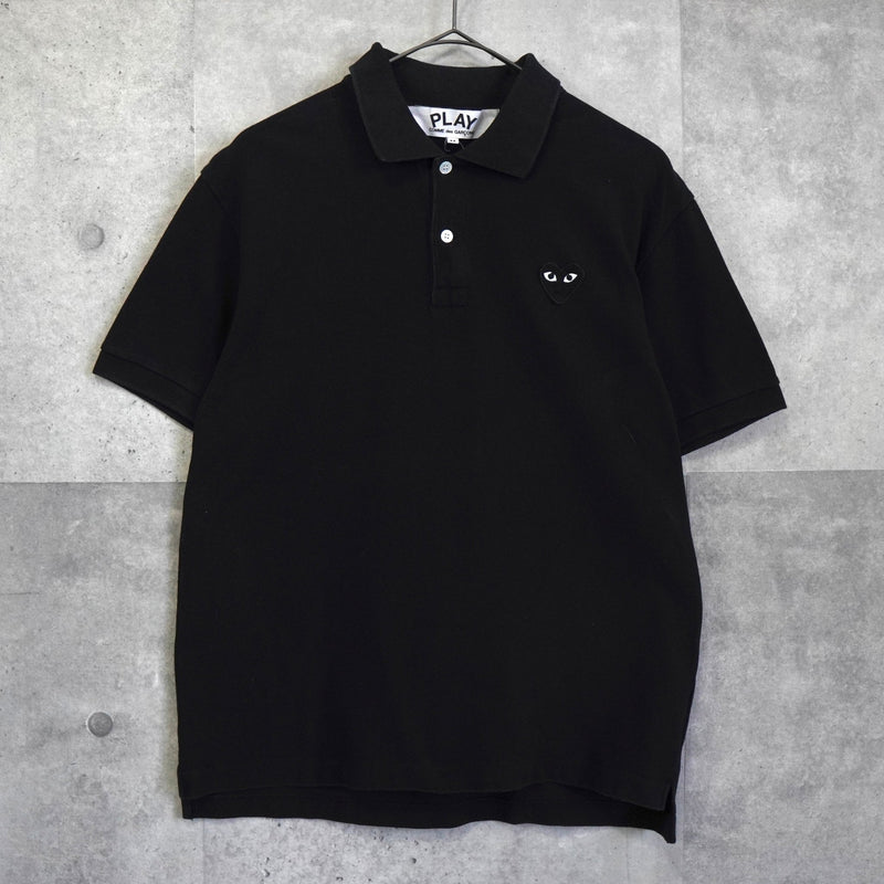 プレイ コムデギャルソン ハート ロゴ 半袖ポロシャツ ブラック - NEWSED