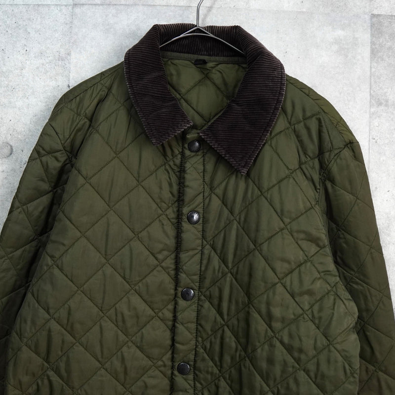 バブアー コーデュロイ襟 ロゴ キルティングジャケット カーキ - NEWSED