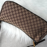 セリーヌ マカダム キャンバス / レザー ミニ ワンショルダーバッグ アクセサリーポーチ ブラウン - NEWSED