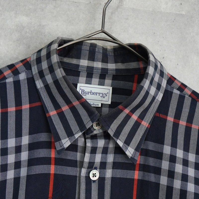 バーバリー ヴィンテージ ノバチェック 長袖シャツ ネイビー - NEWSED