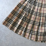 バーバリー ブルー レーベル ノバチェック プリーツ ウール ミニスカート ベージュ - NEWSED