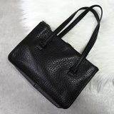 プラダ レザー がま口 ハンドバッグ トライアングルロゴ ブラック / ゴールド - NEWSED