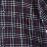 バーバリー ホースロゴ 刺繍 ノバチェック 半袖シャツ ネイビー - NEWSED