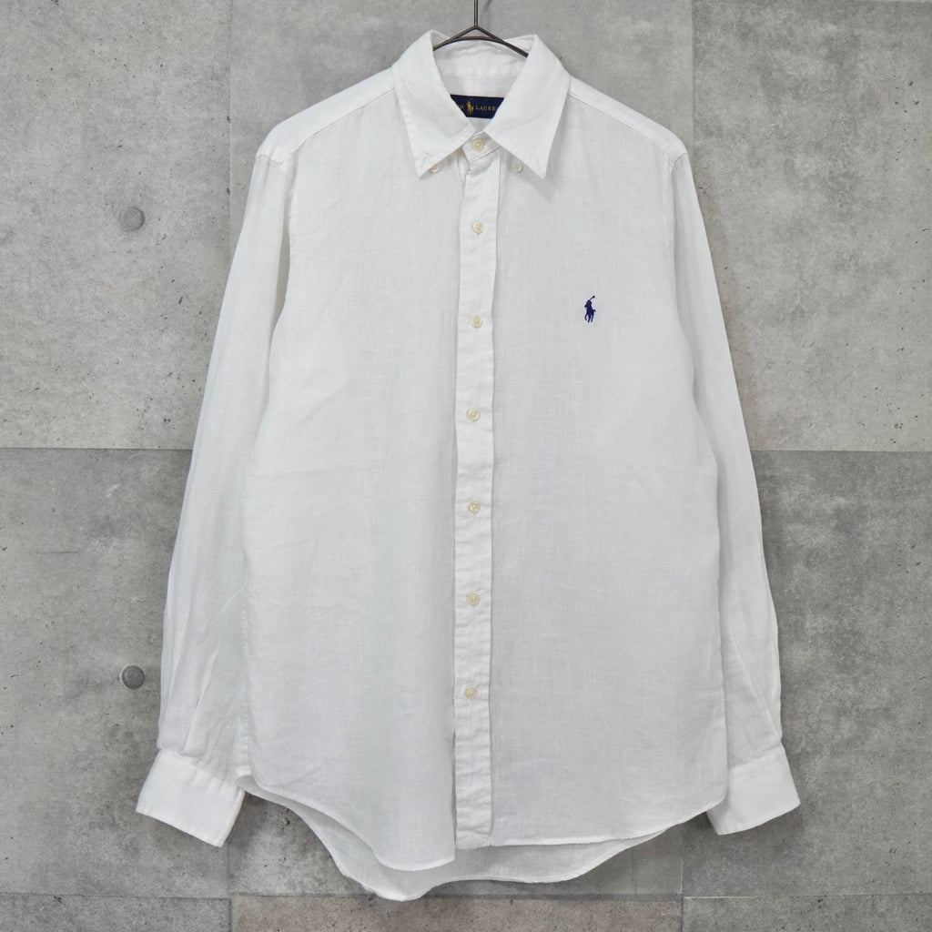 Polo Ralph Lauren 徽标刺绣亚麻白色长袖衬衫