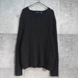 ポロ ラルフローレン ポニーロゴ ケーブル編み ニット ダークグレー - NEWSED