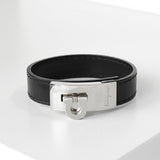 サルバトーレ フェラガモ ガンチーニ レザー ブレスレット シルバー / ブラック 箱付き - NEWSED