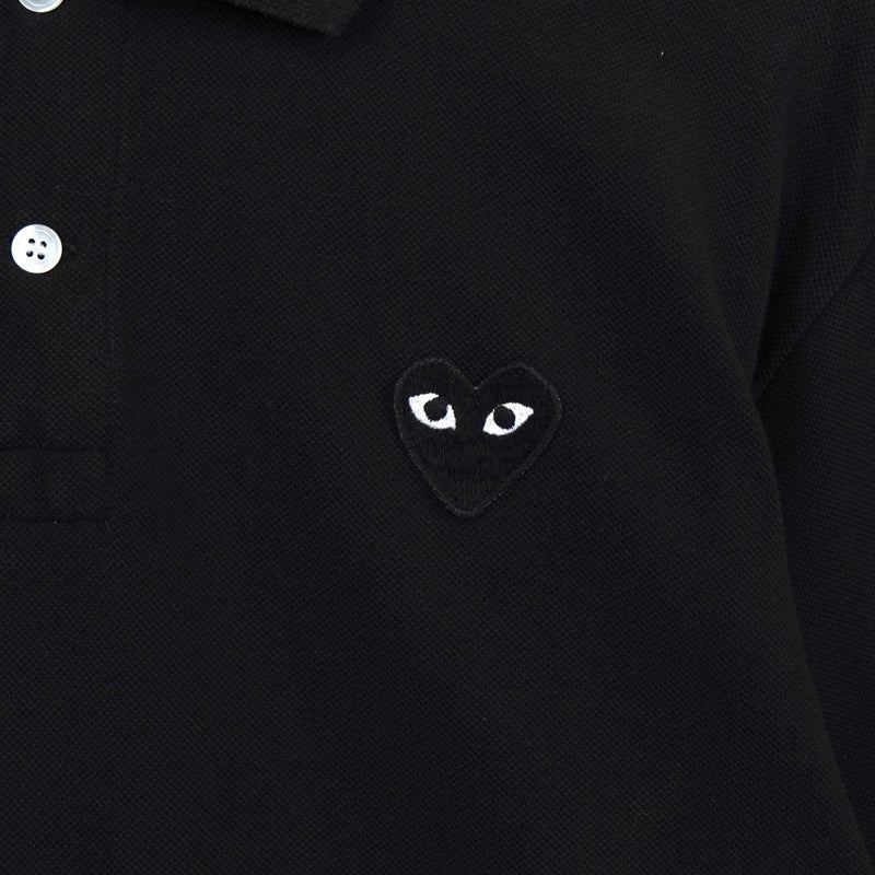 プレイ コムデギャルソン ハート ロゴ 半袖ポロシャツ ブラック - NEWSED