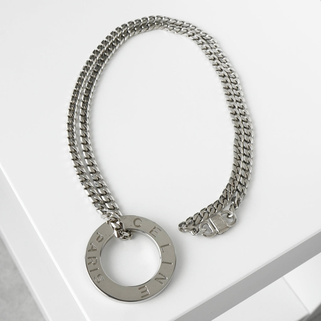 セリーヌ ヴィンテージ サークルロゴ シルバー ネックレス