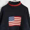 ポロ バイ ラルフローレン ヴィンテージ タートルネック  星条旗 コットン ニット ネイビー