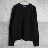 ポロ バイ ラルフローレン スモールポニー リブ編み ウール ニット チャコールグレー レディース - NEWSED