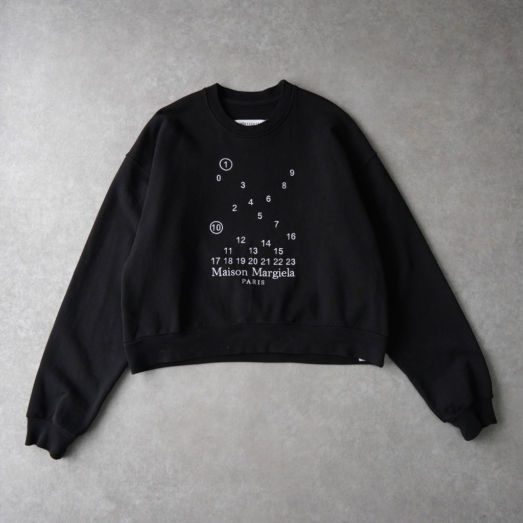 Maison Margiela 女士黑色徽标刺绣短款卫衣