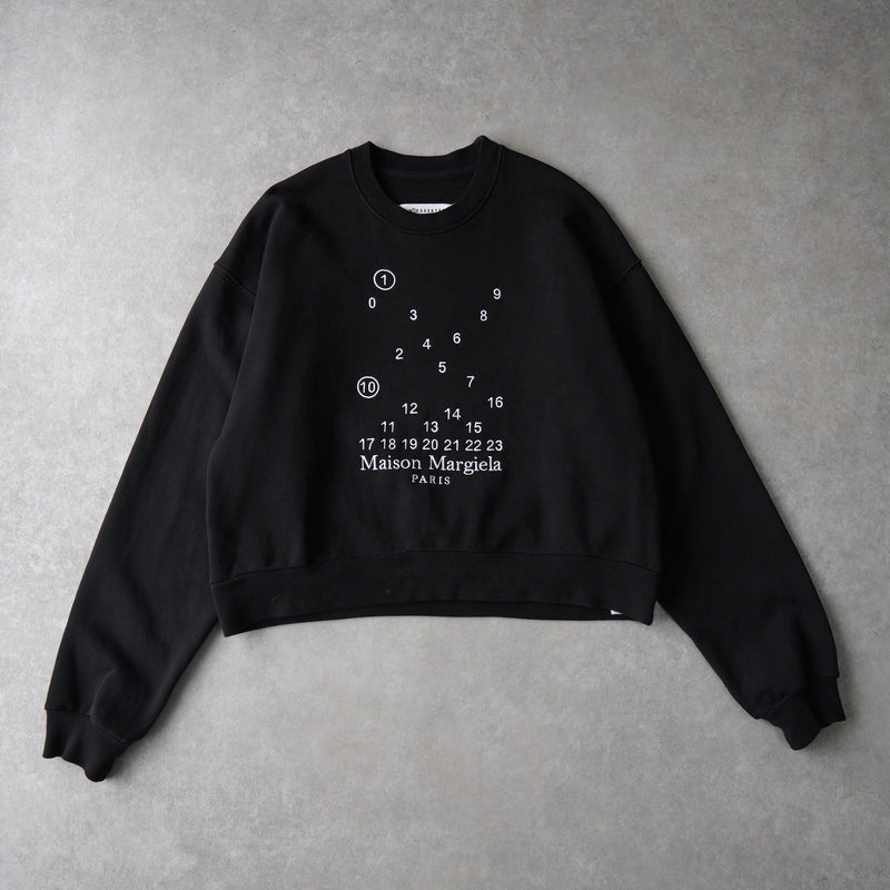 最終価格！正規 美品 Maison Margiela ショート スウェット メゾンマルジェラ ロゴ 刺繍 ショート丈 スウェット ブラック