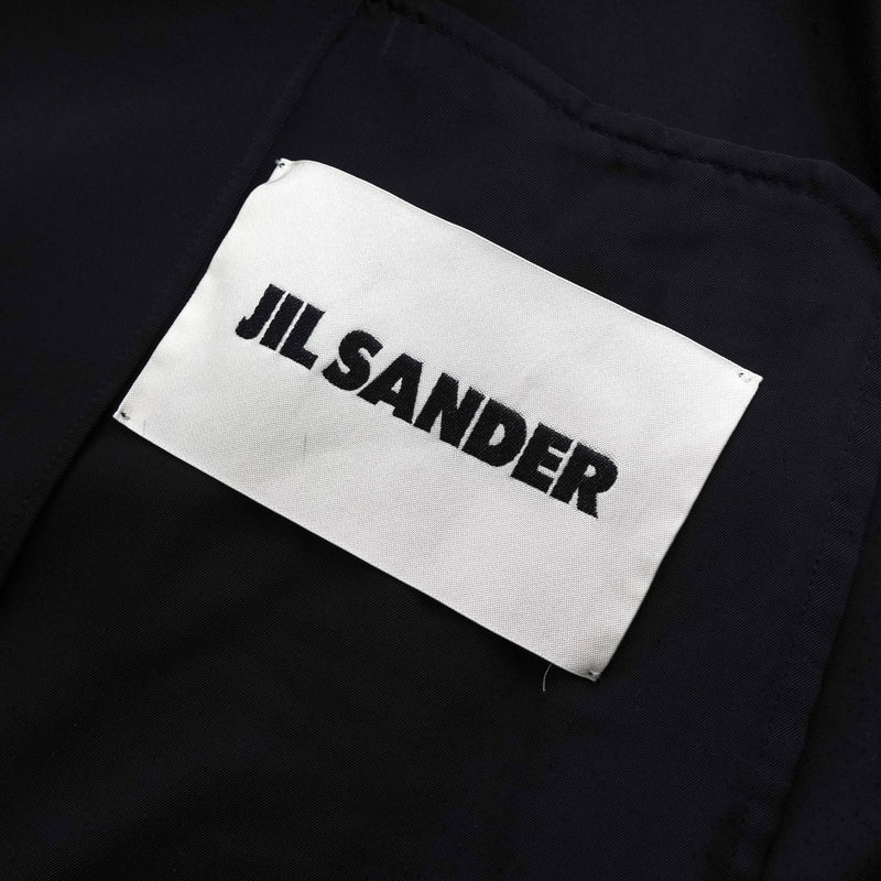 ジルサンダー バックロゴ ビスコース ロングコート スタッフコート ブラック - NEWSED