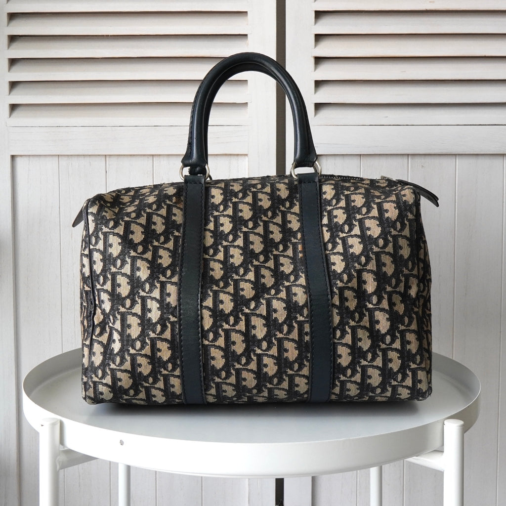 Dior Vintage Trotter 帆布迷你波士顿包（海军蓝）