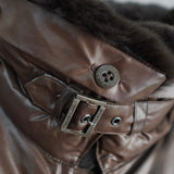 バーバリー ブラックレーベル ファー襟 パテント ダウンジャケット ブラウン - NEWSED