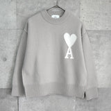 アミパリ アミ パリス ハートロゴ ウール ニット グレージュ - NEWSED
