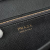 Prada Saffiano Leather Bi-fold Long Wallet Gold Black Guarantee Card Box Included