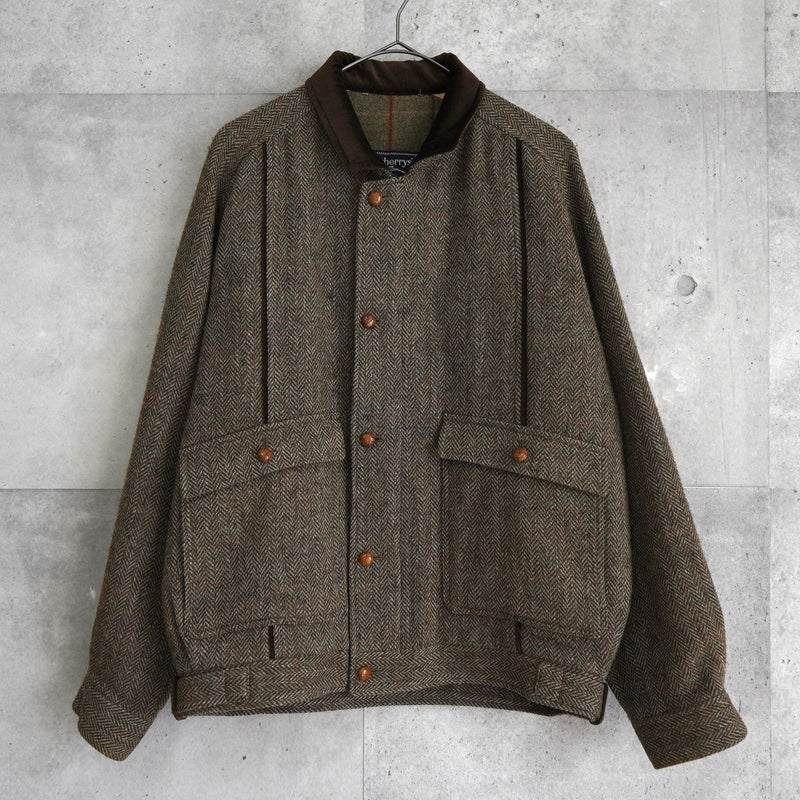 バーバリー ヴィンテージ ヘリンボーン 襟異素材切り替え ブルゾン