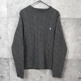 ポロ ラルフローレン スモールポニー ボトルネック カシミヤ ウール ケーブル ニット グレー - NEWSED