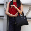 Prada Tessuto Pocono Nylon Triangle Logo Handbag in Black