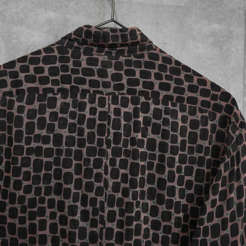 ドリス ヴァンノッテン シルク 総柄 長袖シャツ ブラウン - NEWSED