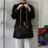 Prada Tessuto 尼龙/皮革绗缝三角形徽标链条单肩包（黑色）