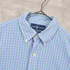Polo Ralph Lauren 徽标刺绣格纹图案蓝色短袖衬衫