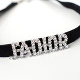 クリスチャン ディオール ラインストーン ベルベット チョーカー ブラック - NEWSED