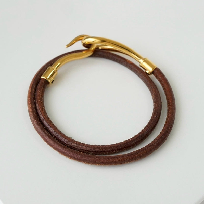 エルメス レザー ジャンボ チョーカー ブレスレット ブラウン - NEWSED