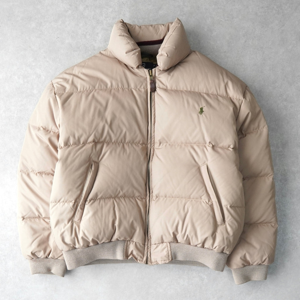 ポロ ラルフローレン ダウンジャケット スモールポニーロゴ 刺繍 ベージュ