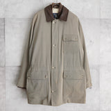 バーバリー フェイクレイヤード レザー襟 ハーフコート ハンティングジャケット ライナー付き グレーカーキ/ブラウン - NEWSED