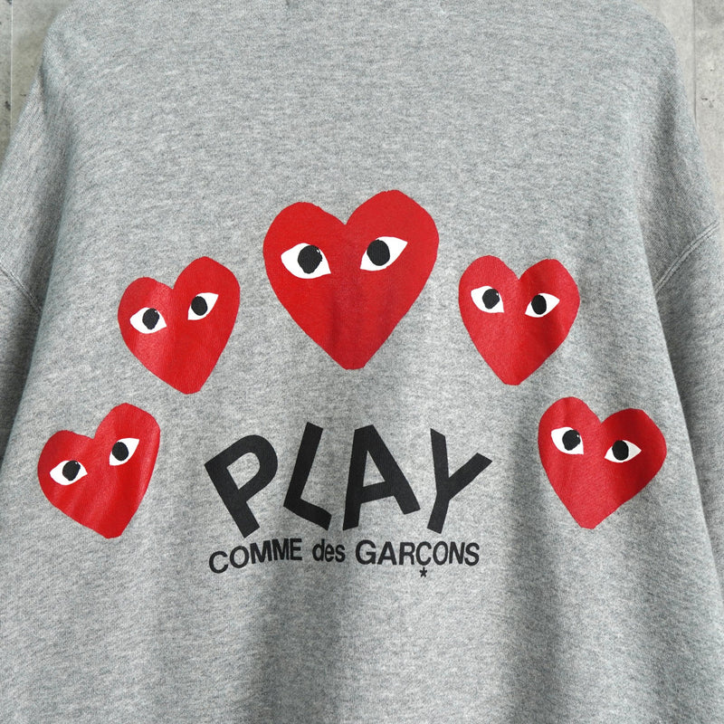 プレイ コム デ ギャルソン ハートロゴ ジップアップ スウェット グレー - NEWSED