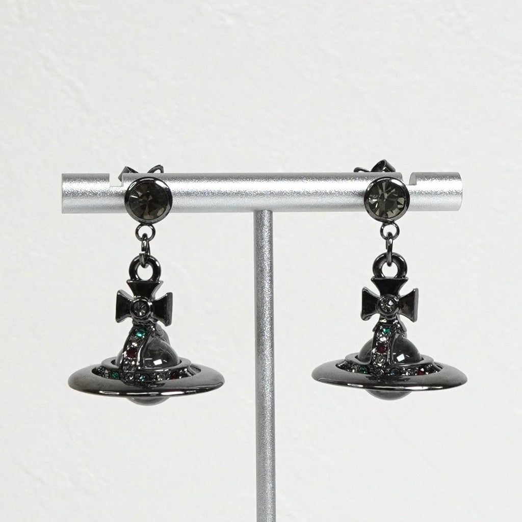 ヴィヴィアン ウエストウッド オーブ ラインストーン ピアス ガンメタル