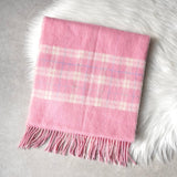 クレージュ ロゴ ウール チェック マフラー ピンク レディース - NEWSED