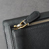 Prada Saffiano Leather Bi-fold Long Wallet Gold Black Guarantee Card Box Included