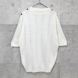 ラコステ ロゴパッチ 半袖ニット アイボリー メンズ レディース - NEWSED
