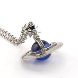 ヴィヴィアン ウエストウッド ラージ オーブ ラインストーン シルバー ロングネックレス - NEWSED