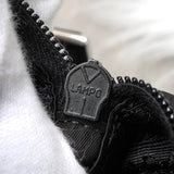 プラダ ポコノ テスートナイロン / サフィアーノレザー トライアングルロゴ ショルダーバッグ ブラック - NEWSED