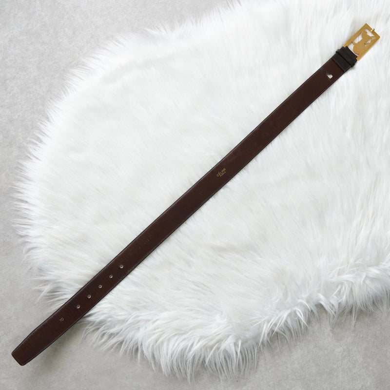 セリーヌ ヴィンテージ サルキー 輪馬車 レザー ベルト ブラウン / ゴールド レディース - NEWSED