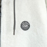 コードグラフィー ロゴラバーパッチ バイカラー フーデッド ボアジャケット ホワイト / グレー メンズ - NEWSED
