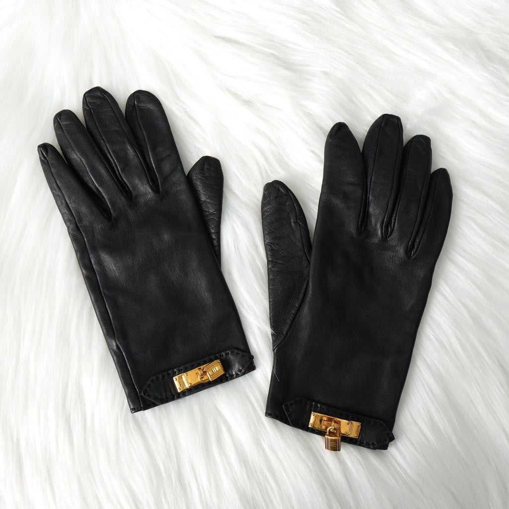 エルメス ケリー レザー 手袋 グローブ ブラック