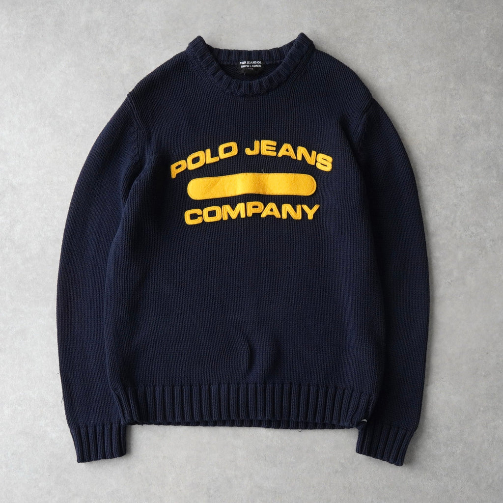 Polo Jeans Ralph Lauren College Logo Low Gauge Knit Navy